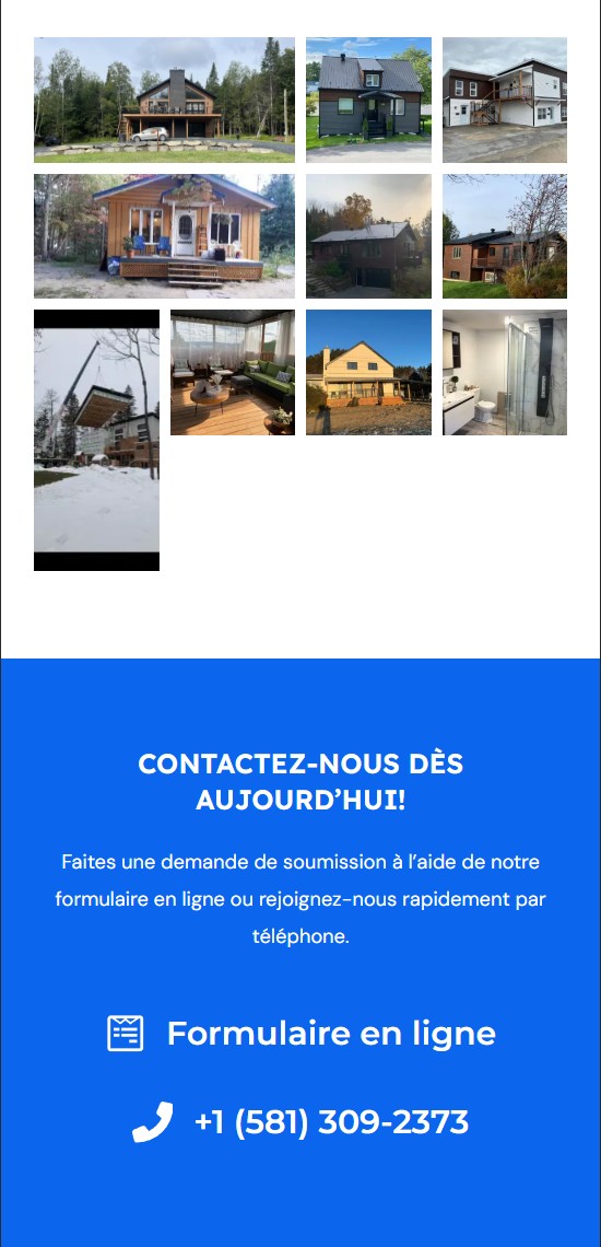 Galerie mobile de projets réalisés par Construction CPL.